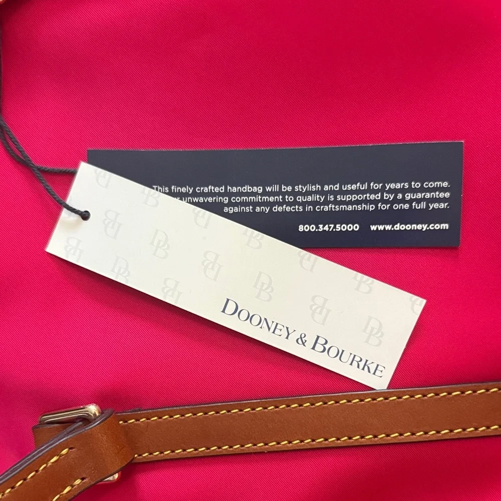 Brand New with tags Dooney & Bourke Fuchsia Tote with Brown Straps - Picture 2 of 7